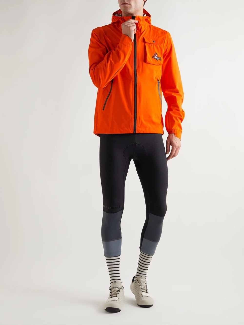 Café du Cycliste Men's Cycling High Visibility Hooded Lightweight Rain Jacket L